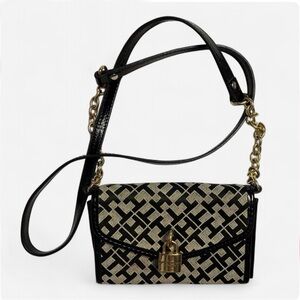 Tommy Hilfiger Monogram Crossbody Mini Bag with Gold Padlock